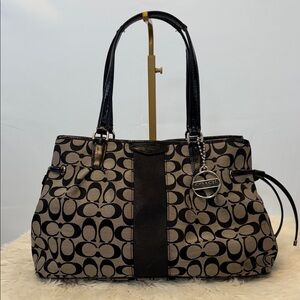 Coach Black and Gray Signature Shoulder Bag